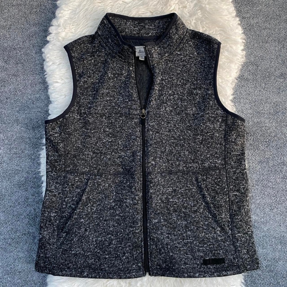 G.H. BASS HEATHER GREY ZIP UP FLEECE VEST SLEEVELESS COZY OUTDOOR GORPCORE